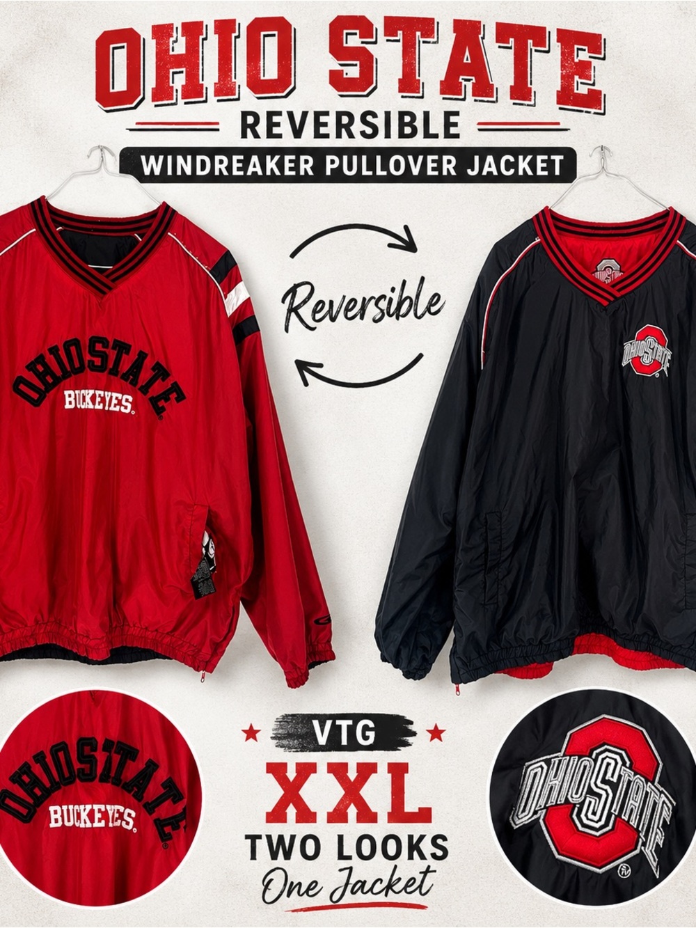 Ohio State Buckeyes Windbreaker Vintage Pullover Jacket